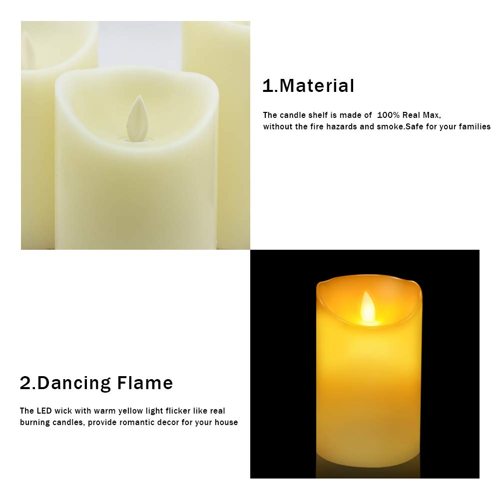 Flickering Flameless Candles Battery Operated Candles, Set of 3(H4\