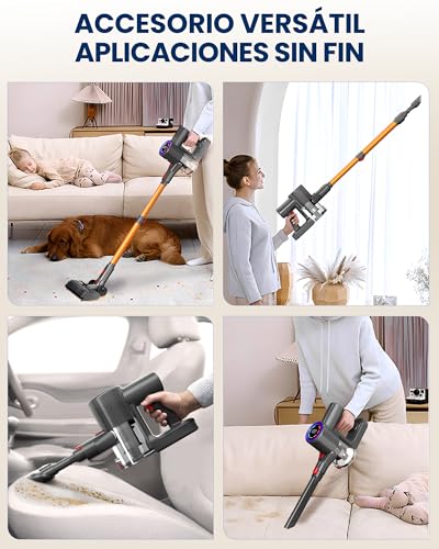 Zynet DP2 Aspiradora Sin Cable con Doble Batería, 45KPa/60Min/500W, Pantalla LED, Tubo Telescópico, Autónomo, Luz Verde, Aspiradora Escoba Sin Cable para Pelo de Mascotas/Alfombras/Suelos Duros