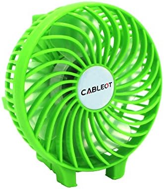 CABLEOT Handheld 3 Speeds Battery Rechargeable A Grade 2400mAh Portable Table Fan (Hand Fan Green)