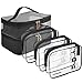 Lermende TSA Approved Clear Travel Toiletry Bag Holiday Cosmetic Bag PVC Makeup Bags (Black 4 Set)