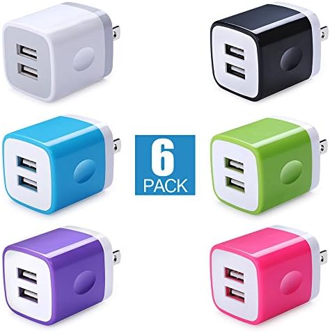 Power Adapter, iHoto 2.1A Universal Home Travel Dual USB Wall Charger Adapter Block Cube for iPhone X/8/7/6S/6 plus, Samsung Galaxy S8/S7 S6, Note4/5, iPad, Android, HTC, Google, Nokia-6Pack