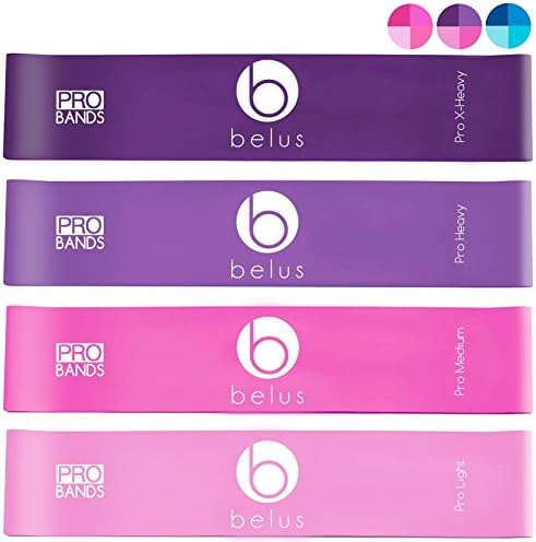 Belus Premium Resistance Bands with Carry Bag, Fitness Video Download and Workout eBook. Set of 4 Exercise Loops for Legs and Glutes. Booty Bands for Women …