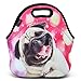 ICOLOR Happy Pug Insulated Neoprene Lunch Bag, Waterproof Food Storage Carrying Case, Boys Girls School Office Work Lunch Tote Bag Cooler, Kids Adults Travel Outdoor Picnic Food Container(HST-LB-054)