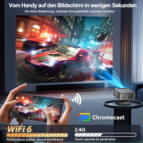 Projector 4K 1500 ANSI & Google TV/Auto Focus: Full HD 1080P 38000 Lumen XIWBSY Smart Projector with WiFi 6, Bluetooth 5, Voice Assistant, Home Cinema & Outdoor Projector