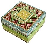 Item Under 20 Dollars – 5” Wooden Jewelry Box / Trinket Box for Girls / Women – Premium Quality Decorative Box with Cone Painting Art – Best Gifts for Her