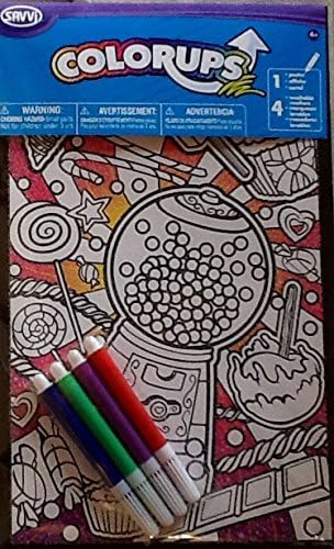 ColorUps Mini Glitter Poster ~ Gumball Machine &amp; Treats ~ 10" x 6" ~ Children's Coloring Activity