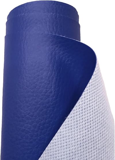A-Express Grained Faux Leather Fabric Waterproof Heavy Duty 140cm Royal Blue