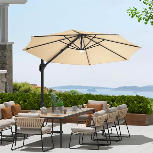 10ft Patio Umbrella 360 Degree Rotation, Easy Tilt Adjustment, Aluminum Frame,…