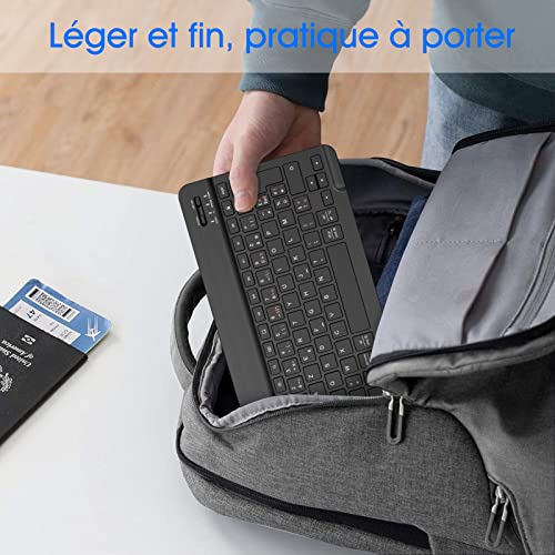 FINTIE Wireless Bluetooth Keyboard 10 Inches [French AZERTY] Lightweight Slim Keyboard for iPad, Android Tablet Samsung Galaxy, Xiaomi/Redmi Pad, Huawei/Honor Pad etc, Black