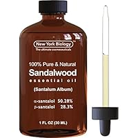 Sandalwood Oil (Santalum Album) - 100% Pure & Natural - Triple Extra Quality Sandalwood Essential Oil a-santolol 50.28%, b-santalol 28.3% - 1 fl oz