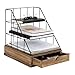 Kate and Laurel Benbrook Metal and Wood Letter Tray Desk Organizer, Rustic Wood and Black