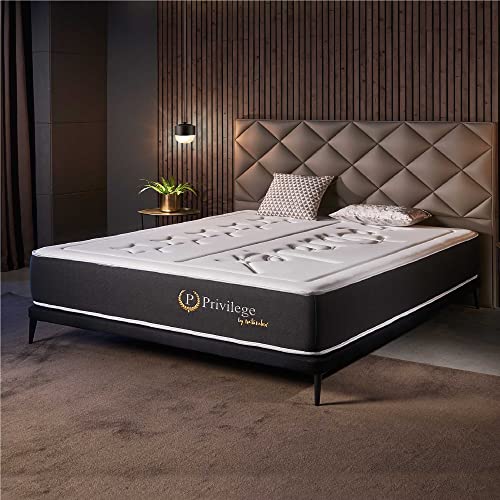 Matelas Privilège 160x200 cm - Très Épais 30 cm - Collection Hôtellerie - Mousse à mémoire de forme Haute Résilience, Accueil Blue Latex, Confort Ferme - Haut de Gamme - Réversible Face été/hiver