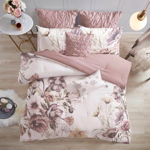 Madison Park Floral King Comforter Set, Cotton Rich Bedding Set Feminine Design…
