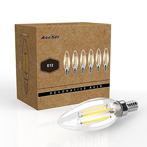 image for Ascher E12 LED Classic Candelabra Clear Light Bulb 4W, 470lm Equivalen
