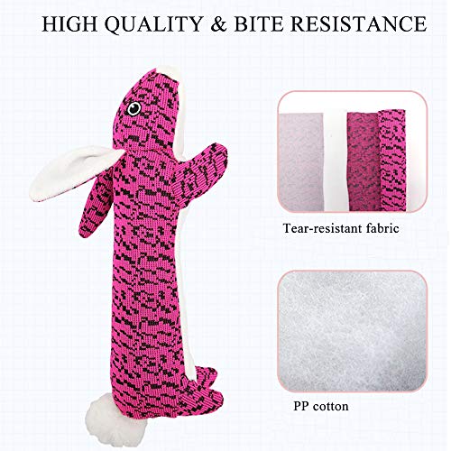 AXEN Bunny Durable Flyknit Dog Toy, Lovely Chewers, Interactive Squeakers, Orange Rabbit