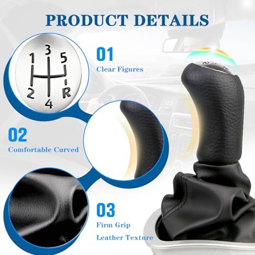 Unicavu Gear Knob for Clio 3 (2005-09) Twingo 2 Megane 2/3 Kangoo 2 Scenic Laguna 2 Espace 4 Modus Campus, 5 Speeds Manual Gear Shift Boot 8200379961 8200393246