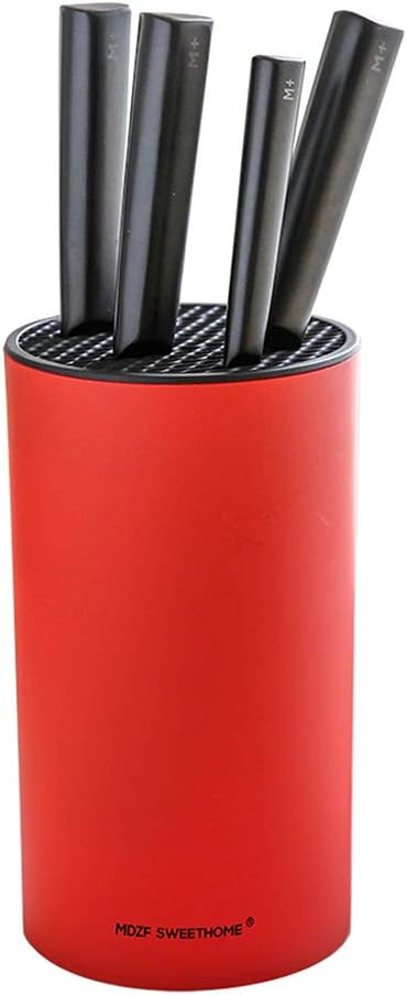 MDZF SWEET HOME Knife Holder for Safe, Knife Storage Countertop Organizer Universal Knife Block with Scissor Hook, without Knives, Red