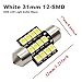 BOODLED 20pcs C5w 31mm(1.25”) LED Bulb 3528 12-SMD Chipsets Xenon White Festoon Interior Dome Map Trunk Cargo LED Bulbs Lights DE3175 DE3021 DE3022 3175,6000K~6500K,DC12V.
