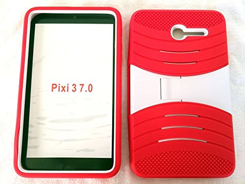 Compatible with Samsung Galaxy Tab E 9.6 T560 Rugged High Impact Hybrid Drop Proof Armor Defender Full-body Protection Case Convertible Built in Stand -RED WHITE