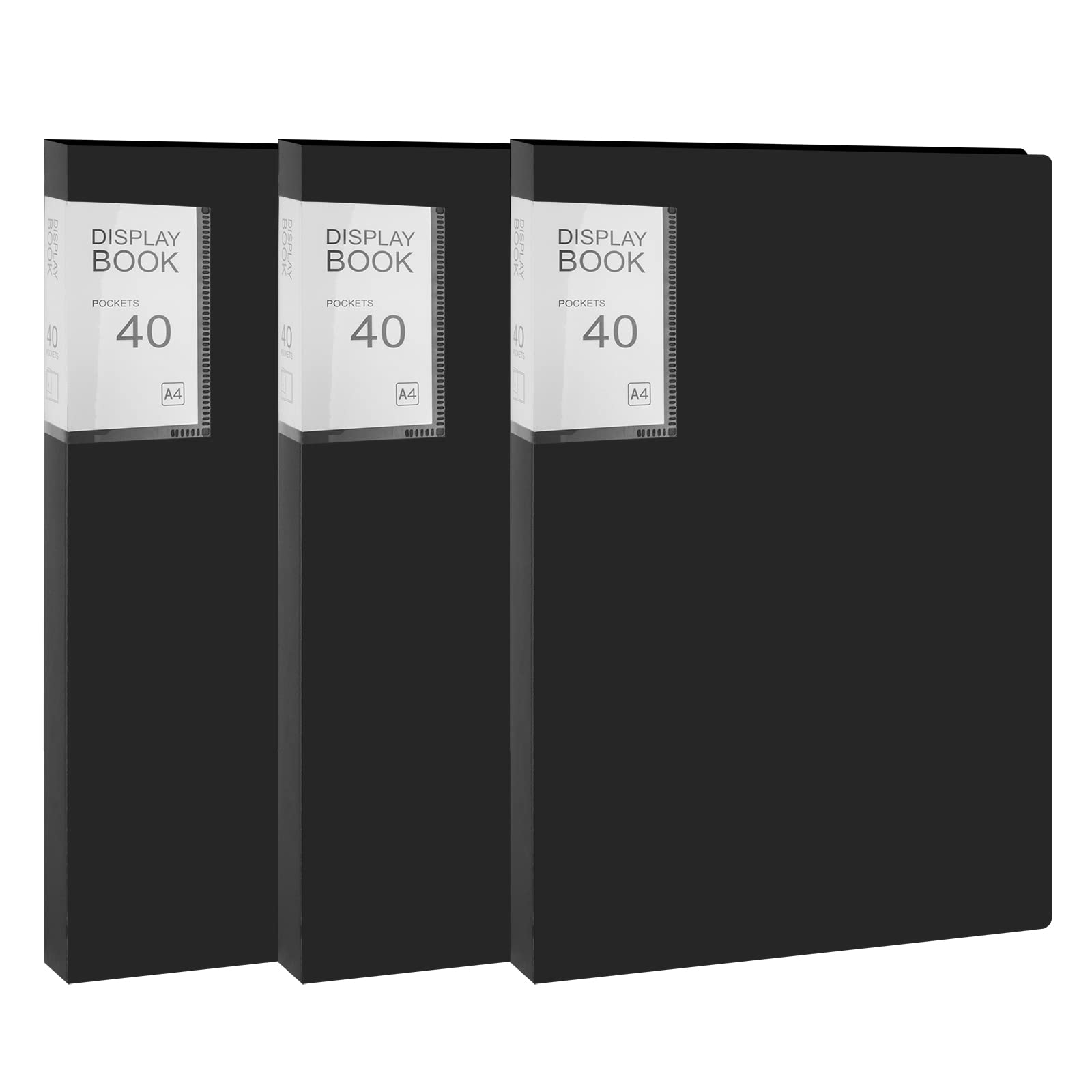 Display Book A4, Plastic Presentation Book with 40 Transparent Pockets Display Folder for Artwork, Report Sheet, Letter 3 Pieces