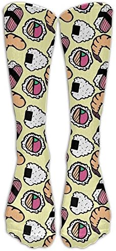 HEIHEIHA 's Shrimp Sakura Sushi Sports Athletic Socks Novelty Calf High Running Long Sock Unisex WhiteOne Size