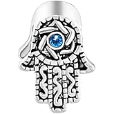 MiiFort Evil Eye Hamsa Hand Charm Compatible with Pandora Bracelets Fatima Islam Women Girlfriend Christmas Family Daughter Sister