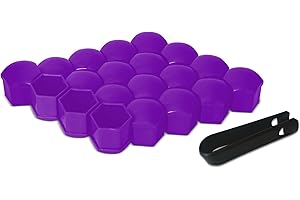 Tecledsn 20PCS Wheel Nut Covers Bolt Caps, Wheel Lug Nut Covers, 19mm Hexagonal Tire Nut Covers with Removal Tool, Hub Screw Protection Cap Car Accessories for Vehicles (Purple, 19MM)