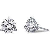 Lafonn Classic Sterling Silver Platinum Plated Lassire Simulated Diamond Earrings (4.08 CTTW)