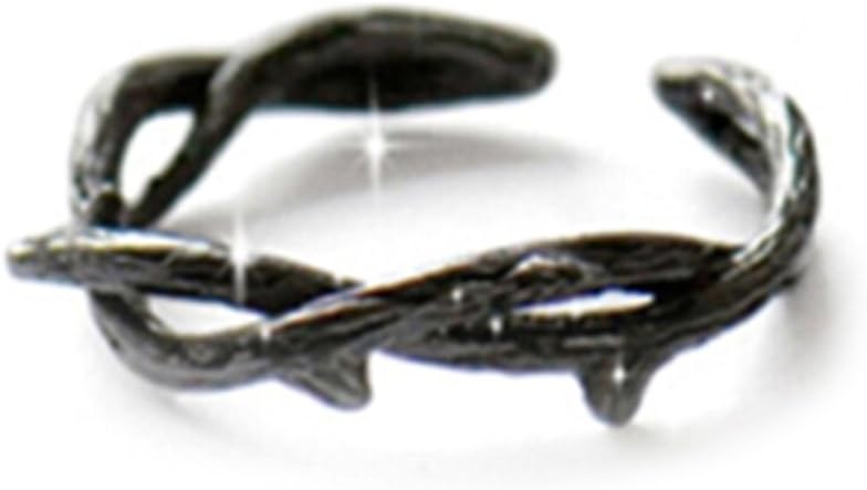 Blue Rose Black Thorns Lovers Ring Sterling Silver Adjustable Special Meant (Black Throns)