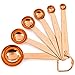 Copper Measuring Spoons Set of 6 - Sturdy and Lightweight, Round Shape. Copper-Plated Stainless Steel. Stylish Mirror Polished Finish. Includes Kitchen Conversions Chart. Gift Under 10 Dollars
