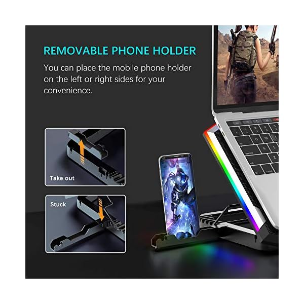 TopMate-C11-Laptop-Cooling-Pad-11-173-RGB-Gaming-Laptop-Cooler-High-Speed-6-Fans-Cooling-Stand-5-Adjustable-Hight-Phone-Stand-and-2-USB-Ports TopMate C11 Laptop Cooling Pad RGB Gaming Notebook Cooler, Laptop Fan Stand Adjustable Height with 6 Quiet Fans and…