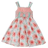 Bonny Billy Girl's Spaghetti Strap Pleated Bodice Floral Print Skater Kid Dress