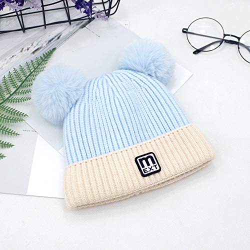 Gbell Winter Warm Knitted Hats with Dual Pom Pom for Baby Kids,Infant Soft Warm Knit Caps Crochet Stretch Beanies Hats for Toddler Boys Girls