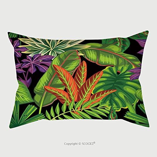 Custom Satin Pillowcase Protector Seamless Pattern With Tropical Plants And Leaves. Background Made Without Clipping Mask. Easy To Use For Backdrop, Textile, Wrapping Paper. ¡ª Vector By Incomib