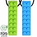 Sensory Chewy Necklace for Boys & Girls | IMPROVED DESIGN | 2-Pack (Blue & Green) - Perfect for Autistic, ADHD, SPD, Oral Motor Children Kids - Sensory Teether - By Lull Kids