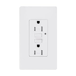 TOPELE 15 Amp GFCI Outlet 125 Volt Tamper-Resistant, Receptacle, Indicator with LED Light, Nylon Wallplate and Screws Included, White