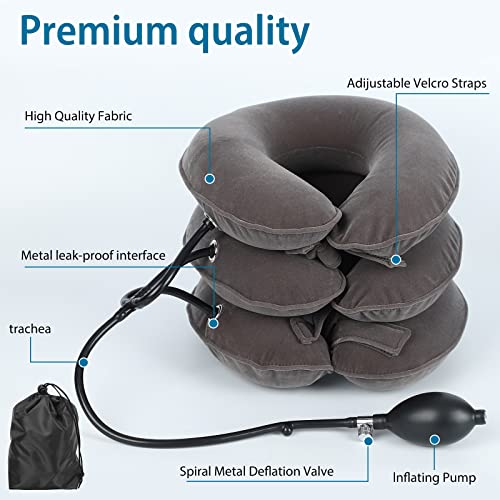 Cervical Neck Traction Device for Neck Pain Relief,Neck Support Neck Traction and Neck Pain Relief, Neck Care Equipment(Grey)