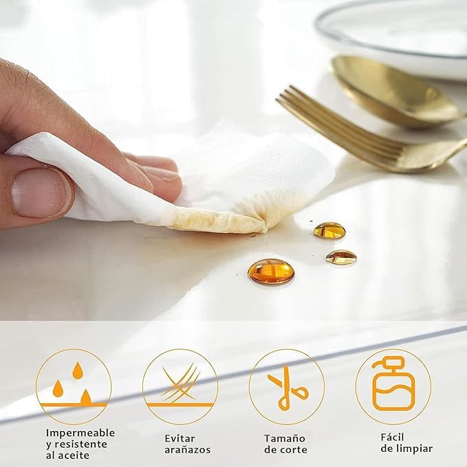 STAZWOUZZ Mantel Transparente PVC, 116×243cm PVC Manteles para Mesa, Protector de Mesa Transparente