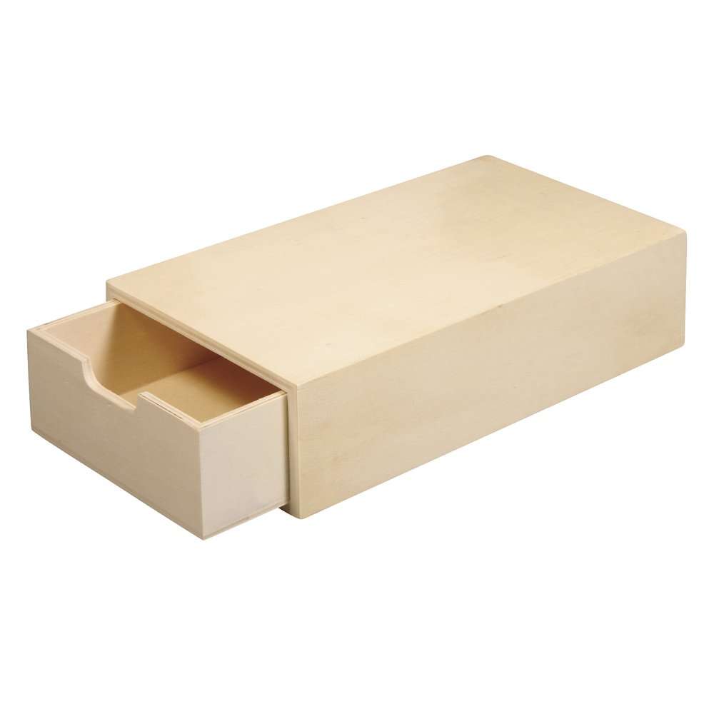 Rayher Large Wooden Matchbox, Sliding Drawer Box for DIY Crafts, Storage Box to Decorate, DIY Wood Jewellery Box, natural wood, 20x10x5cm, 62601000