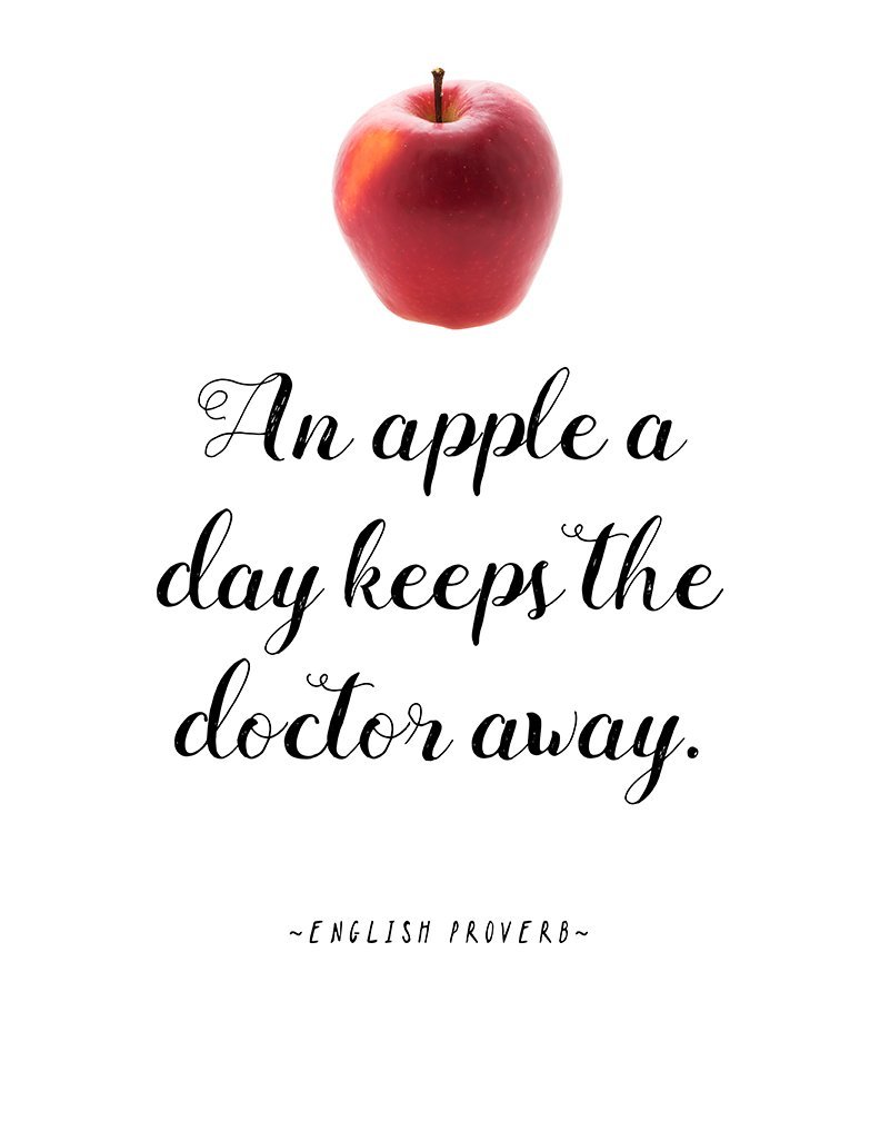 Amazon Com English Proverb Print An Apple A Day Keeps The Doctor Away Handmade