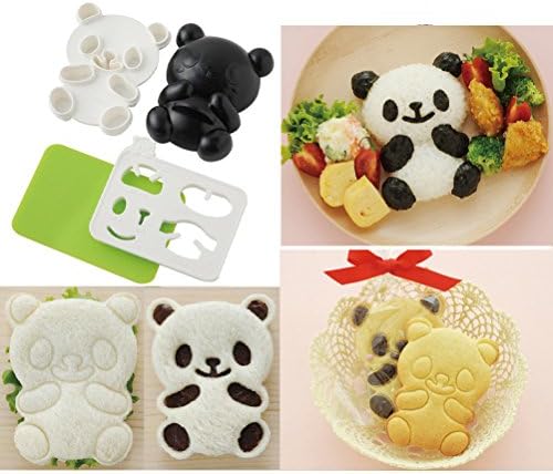 Interestingsport 4 in 1 Cute Panda Rice Mold Seaweed Nori Cutter Set Sandwich Cutter Cookie Cutter To DIY Sandwich And Lunch Bento For Kids