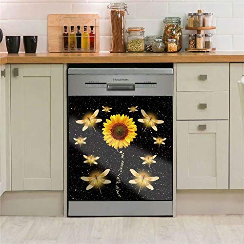 Dragonfly Dishwasher Door Cover Decals Sheet, Sunflower Decorative