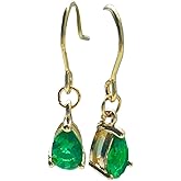Handmade Teardrop Dangle Earrings for women - Emerald Green Cubic Zirconia 18k Gold plated Silver Dangle drop earrings for women, present for You wife Mother Love, Birthday Anniversay