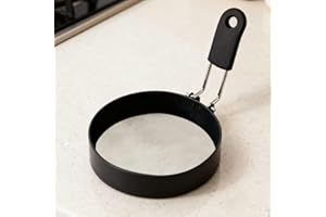 3.9" Egg Rings with Silicone Handles - Large Frying Egg Molds, English Muffin Shapers for Breakfast Griddle Cooking