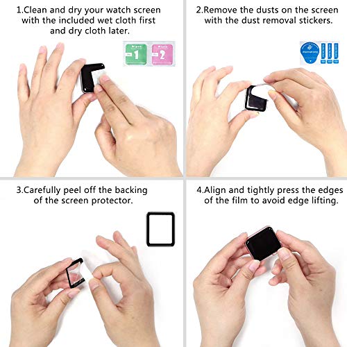 Hianjoo Tempered Glass Screen Protector 3D Curved Full Coverage Anti-Scratch Compatible with Apple Watch 42mm Series 3/2/1 - Black Edge [2-Pack] - Thumbnail 6