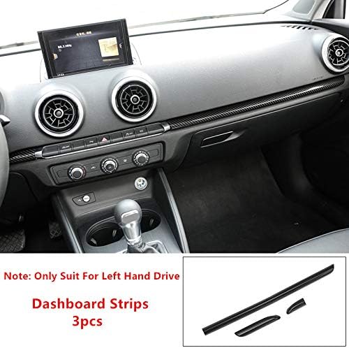 Huanlovely for car: ABS Dashboard Decoration Cover Trim for Audi A3 8V 2014-18 S3 2017 Carbon Fiber Style Car Inner Door Trim Strips