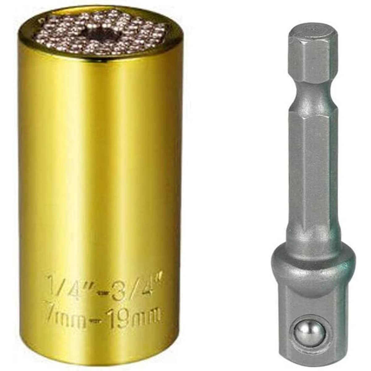 Universal Socket Wrench 7-19mm Multi-Function Hand Tools Wrench Drill Adapter Repair Tool Kit Gadgets Gifts for FatherMen,DIY Handyman,Guys Gold