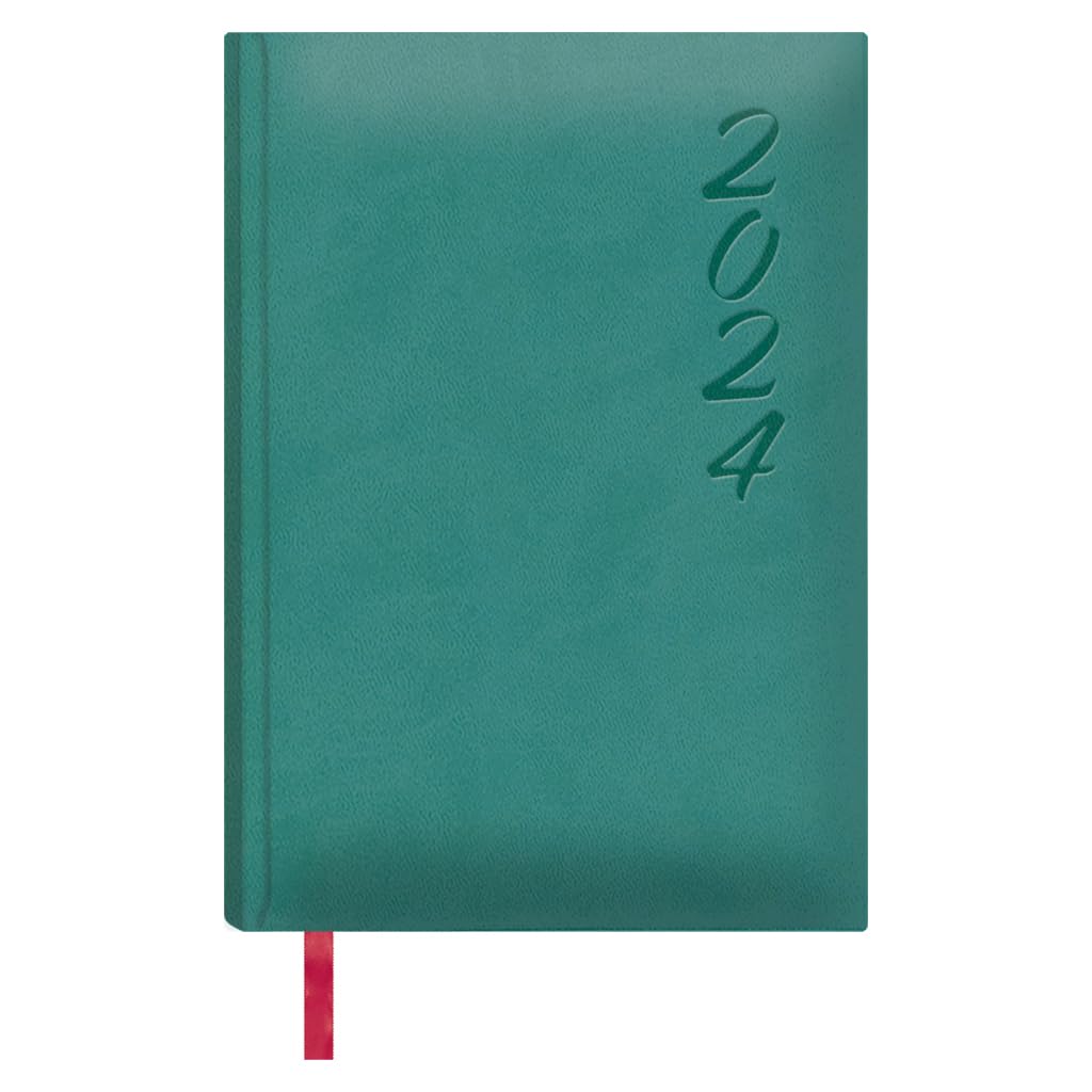 Dohe - 2024 Diary - Day Page - Size: 15 x 21 cm (A5) - 336 Pages - Stitched Binding - Hardcover - Green - Brasilia Model