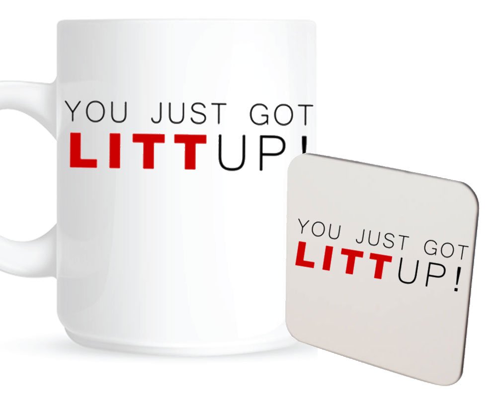 YOU JUST GOT LITT UP 10oz White Funny Mug & Coaster Set.
