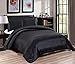 Chezmoi Collection 3-Piece Silky Bridal Satin Duvet Set King, Black